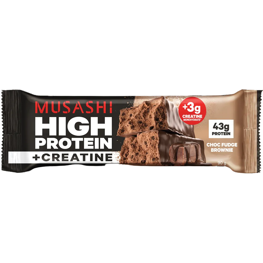 Musashi High Protein + Creatine Bar Choc Fudge Brownie 90g