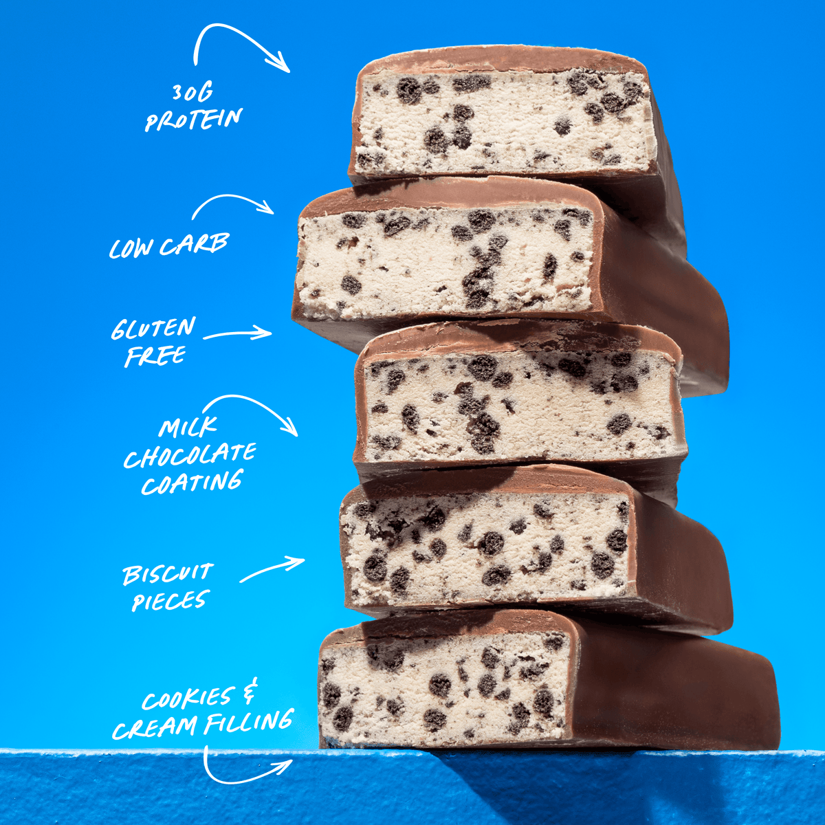 Muscle Nation High Protein Bar Cookies and Cream layers