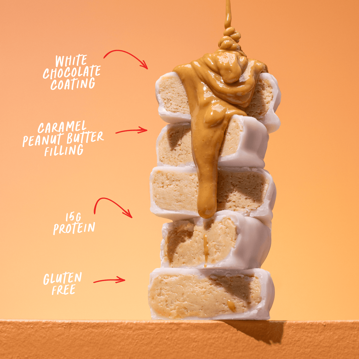 Muscle Nation Peanut Butter Cup White Choc Caramel layers