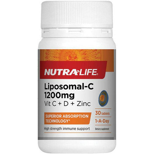 Nutra-Life Liposomal-C 1200mg Vit C + D + Zinc 30 Tablets - NZ Muscle