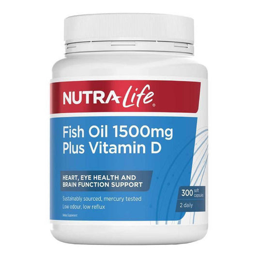 Nutra-Life Fish Oil 1500mg Plus Vitamin D 180 Caps