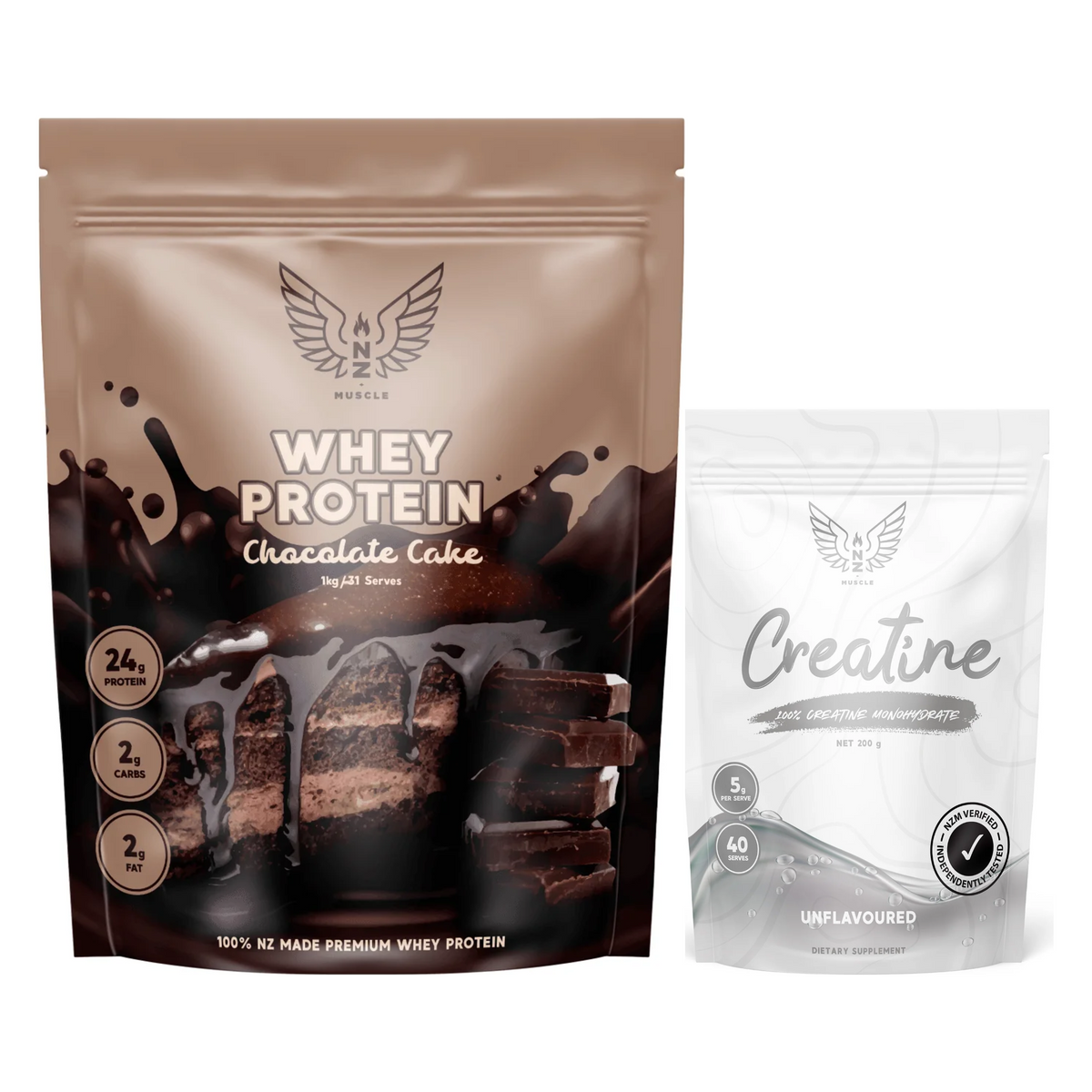 NZ Muscle Whey Protein 1kg and Creatine Monohydrate 200g bundle