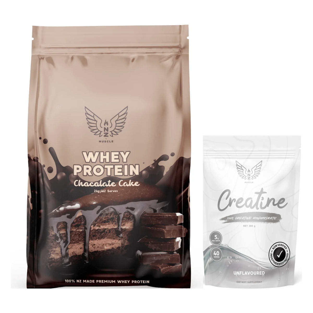 NZ Muscle Whey Protein 2kg and Creatine Monohydrate 200g bundle
