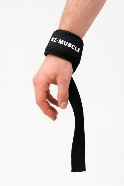 NZ Muscle Padded Lifting Straps, Black