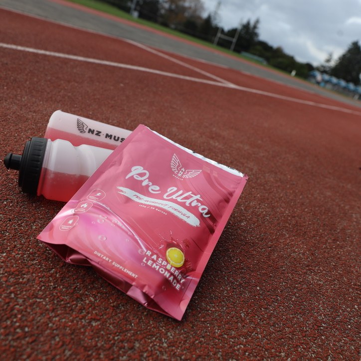 NZ Muscle Pre Ultra Raspberry Lemonade lifestyle