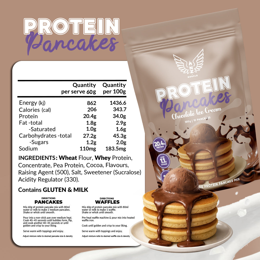 NZ Muscle Protein Pancakes nutrition information panel