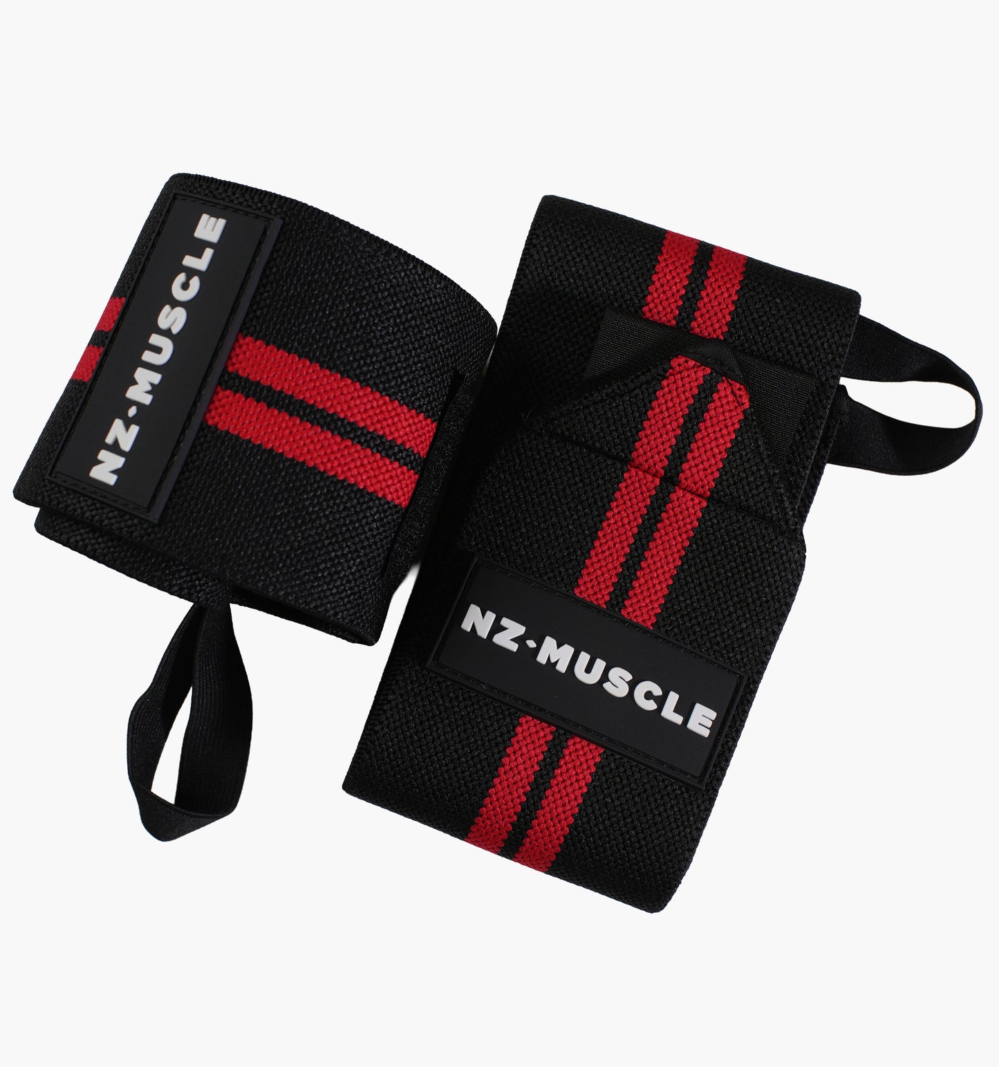 NZ Muscle Wrist Wraps, Black/Red - Elastic/Velcro